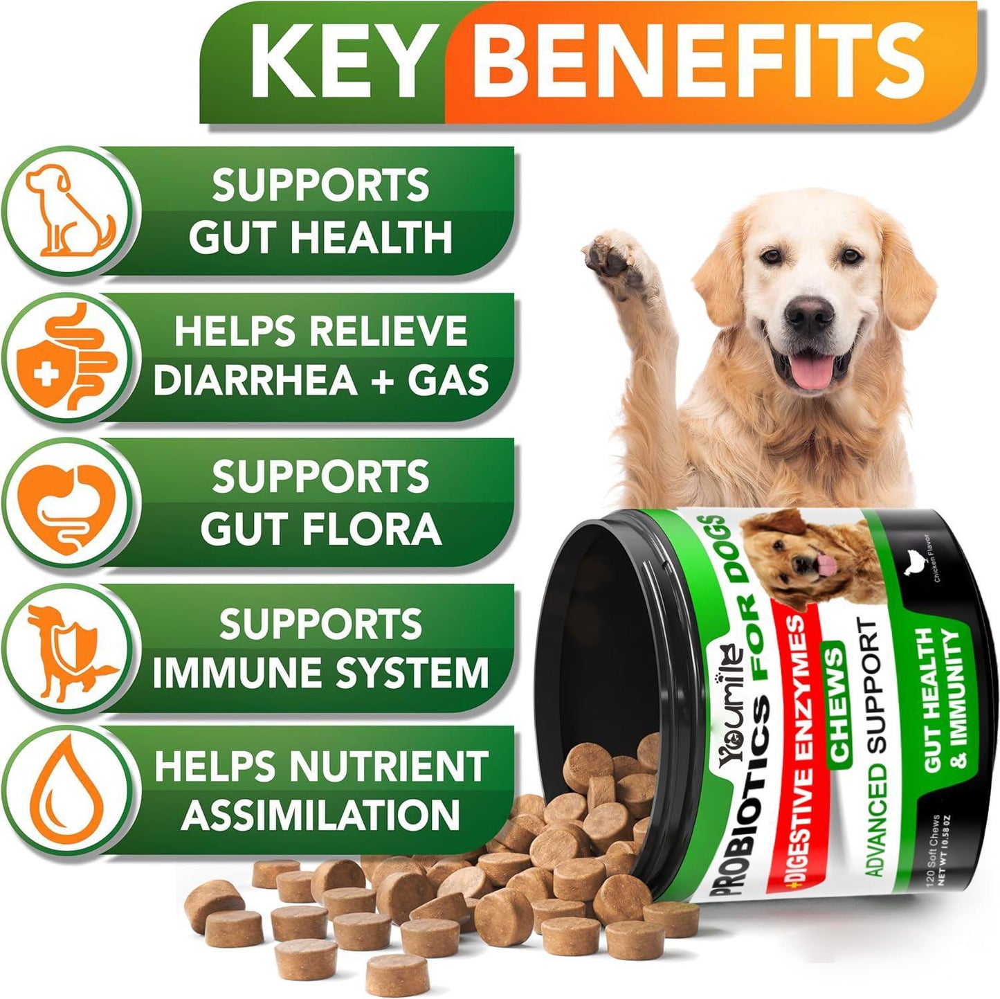 Youmile Dog Wellness Formula For Dogs Soft Chews For Seasonal Allergies, Gut, And Digestive Health. Vet-Reviewed, Premium-Quality Ingredients - Supplements Dog Vitamin