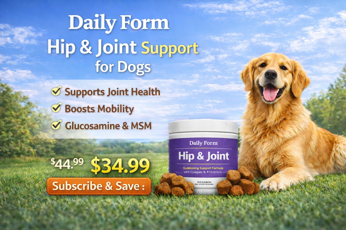 Youmile Hip & Joint Health Supplement For Dogs 120 Chews, Glucosamine Chondroitin MSM Dog Chews With Hyaluronic Acid, Liver Flavored Bone & Joint Support Supplement, For All Breeds